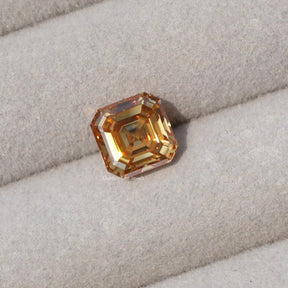 [Orange asscher cut loose moissanite]-[Golden Bird Jewels]