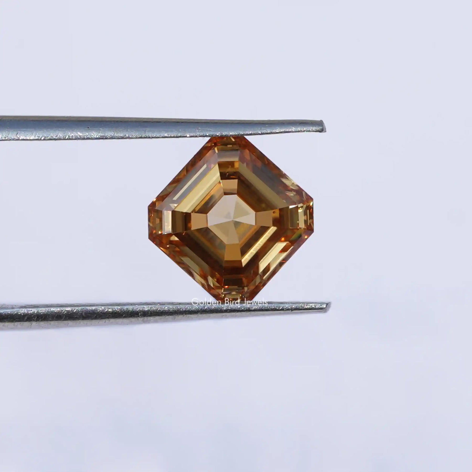 [Orange Asscher Cut Loose Moissanite]-[Golden Bird Jewels]