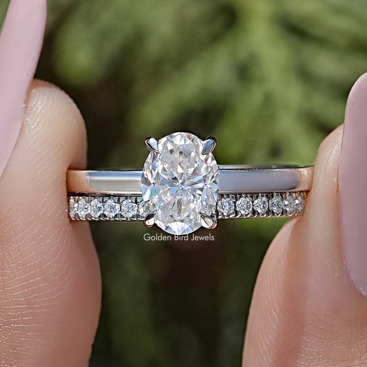 Brautring-Set mit ovalem Diamantschliff