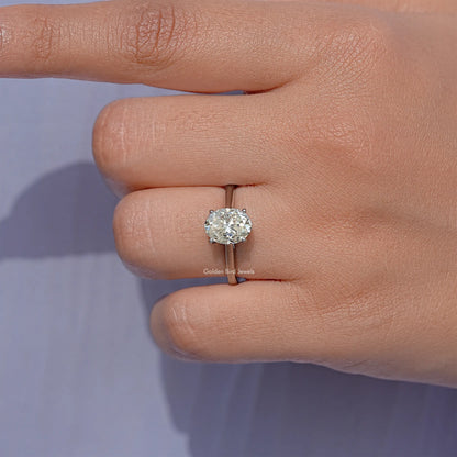 Oval Moissanite Gemstone Solitaire Engagement Ring