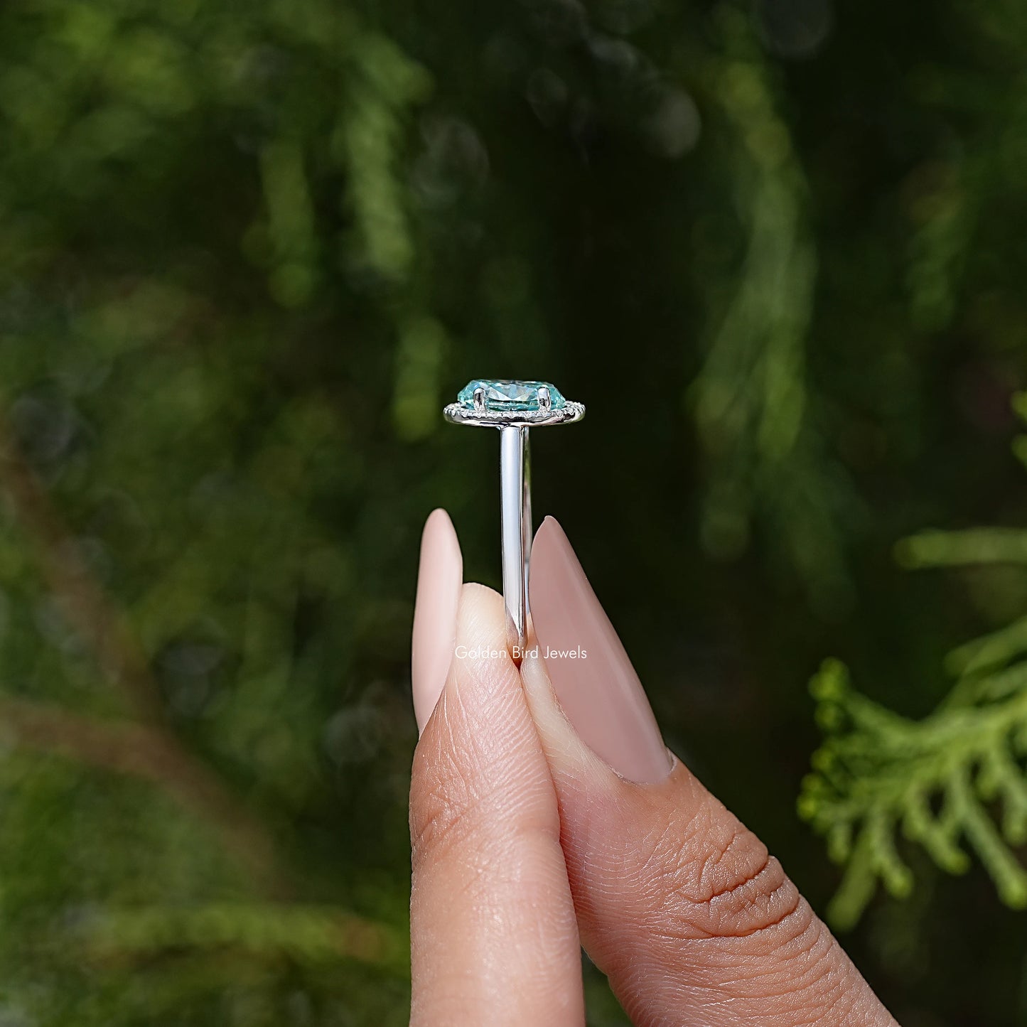 Old Mine Oval Cut Moissanite Diamond Halo Ring