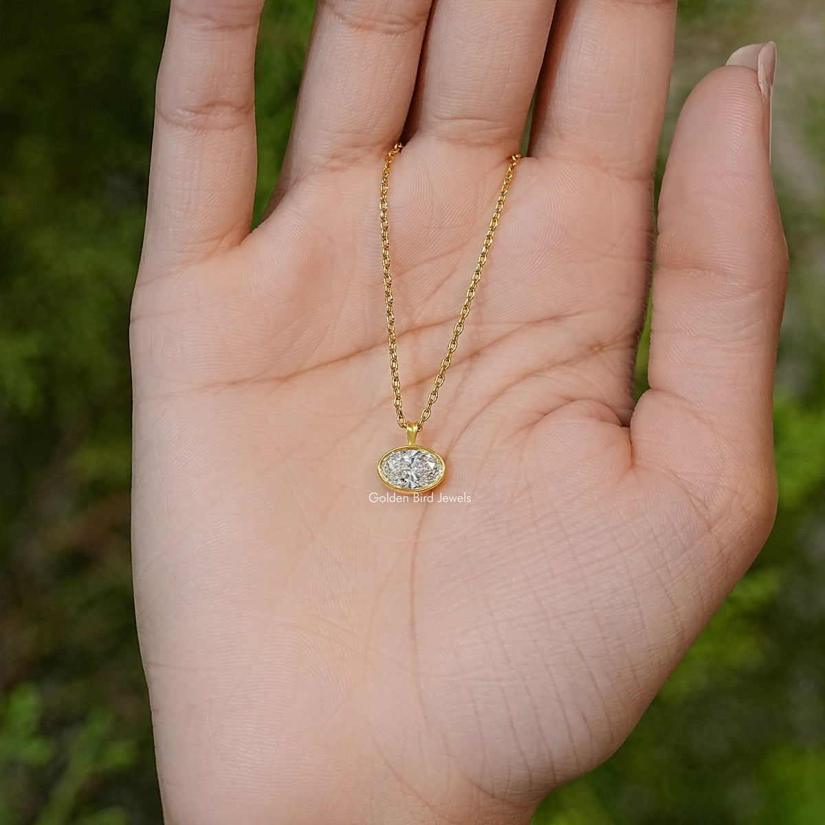 Oval Cut Lab Diamond Solitaire Pendant
