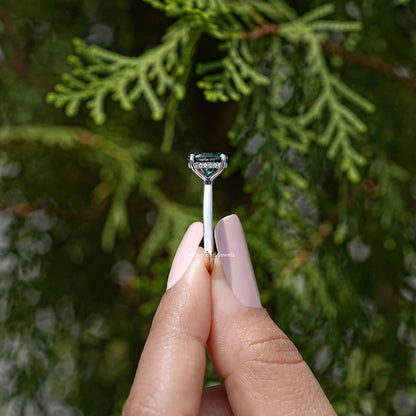 Oval Cut Moissanite Gemstone Hidden Halo Engagement Ring