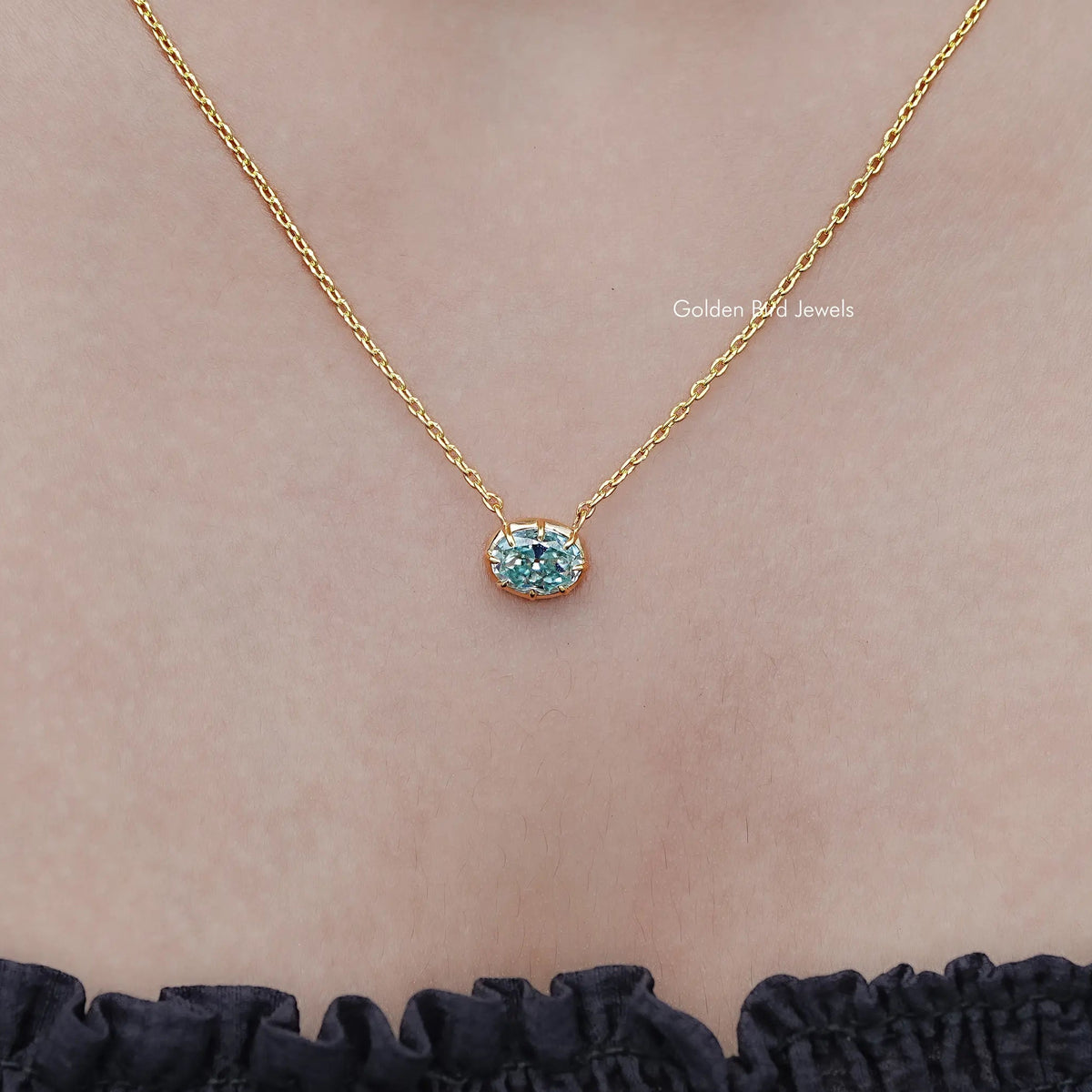 Old Mine Oval Gemstone Solitaire Necklace