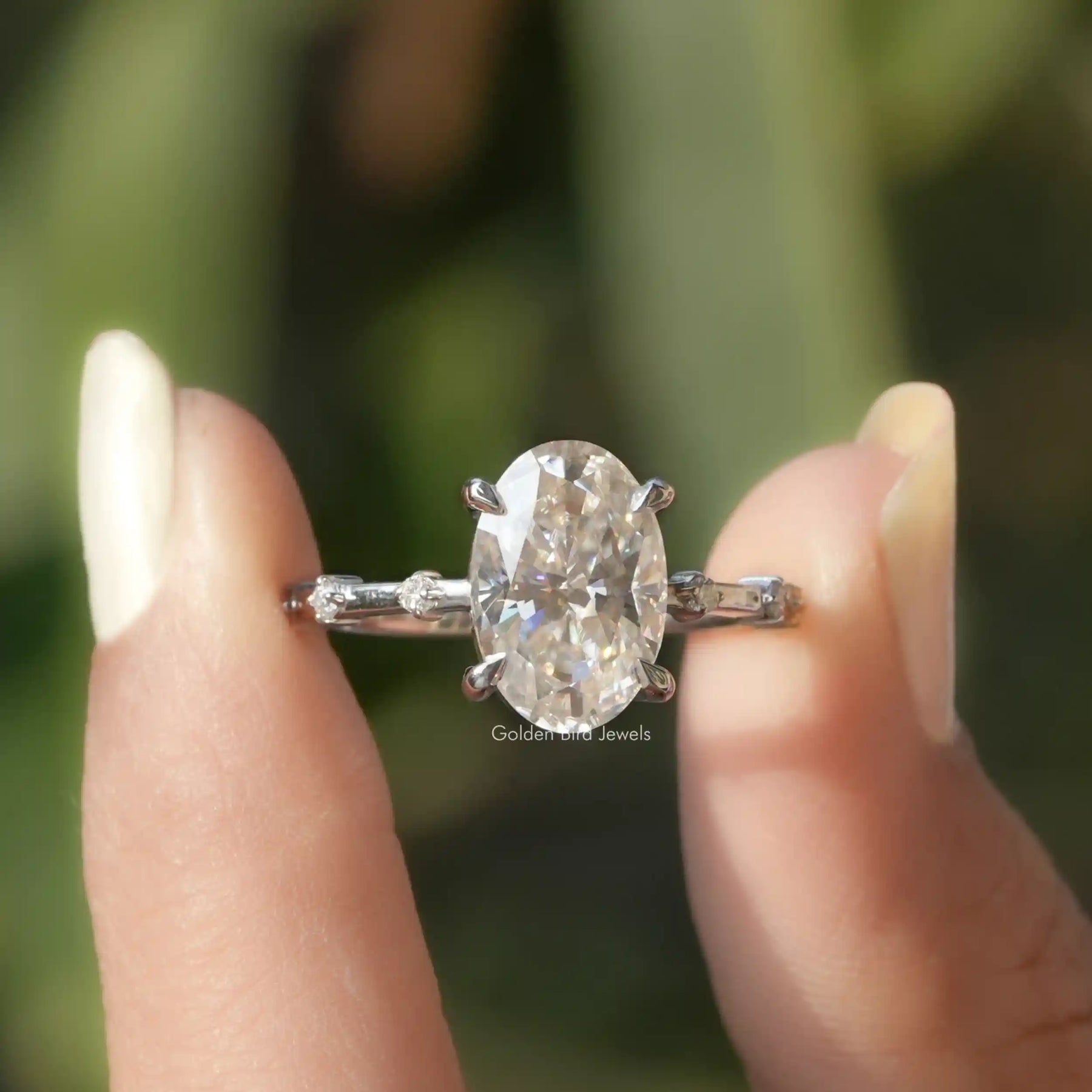 Crushed Ice Oval Engagement Ring