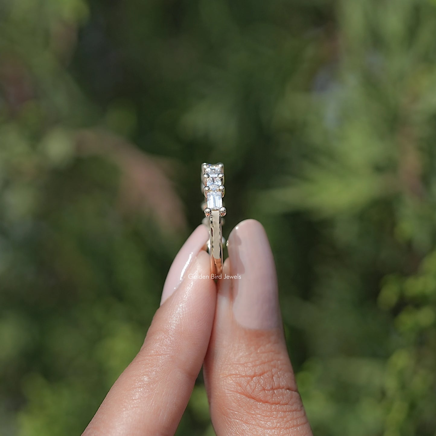 East West Oval And Baguette Lab Diamond Band