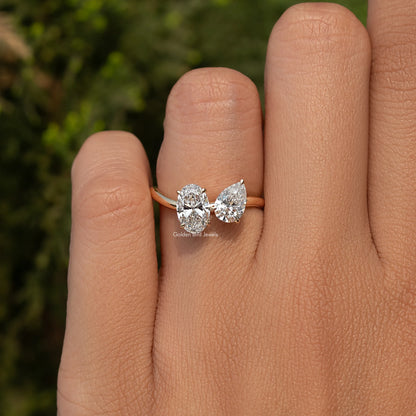 Oval And Pear Cut Lab Diamond Toi Et Moi Ring