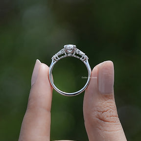 Oval And Pear Lab Diamond Five Stone Engagement Ring