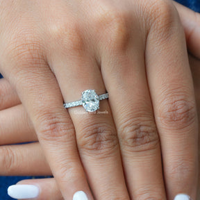 Oval Cut Moissanite Hidden Halo Ring