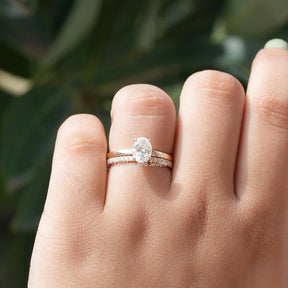 Oval Cut Lab Diamond Bridal Ring Set