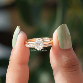 Oval Cut Lab Diamond Bridal Ring Set