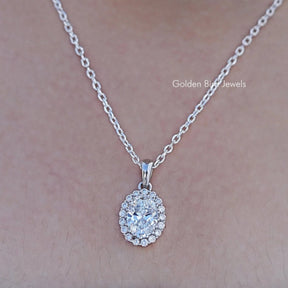 Oval Lab Diamond Halo Pendant