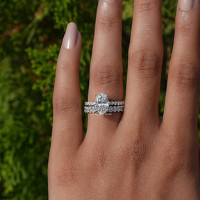 Oval Cut Lab Diamond Bridal Ring Set