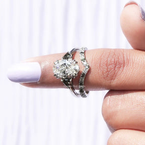 In finger front View of Oval Cut Lab Grown Diamond Bridal Ring