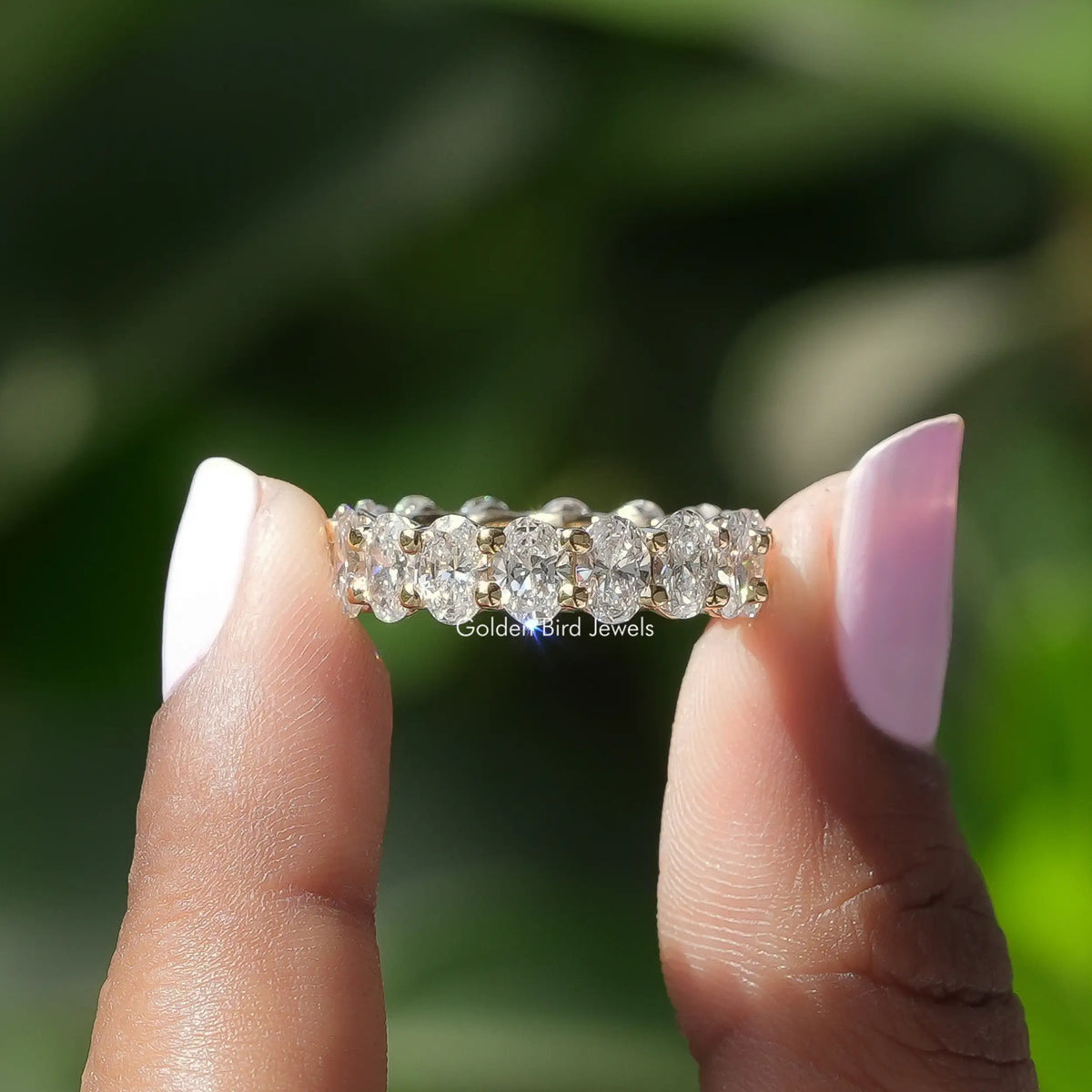 [Oval Cut Diamond Eternity Wedding Band]-[Golden Bird Jewels]