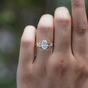Oval Cut Lab Diamond Five Stone Engagement Ring