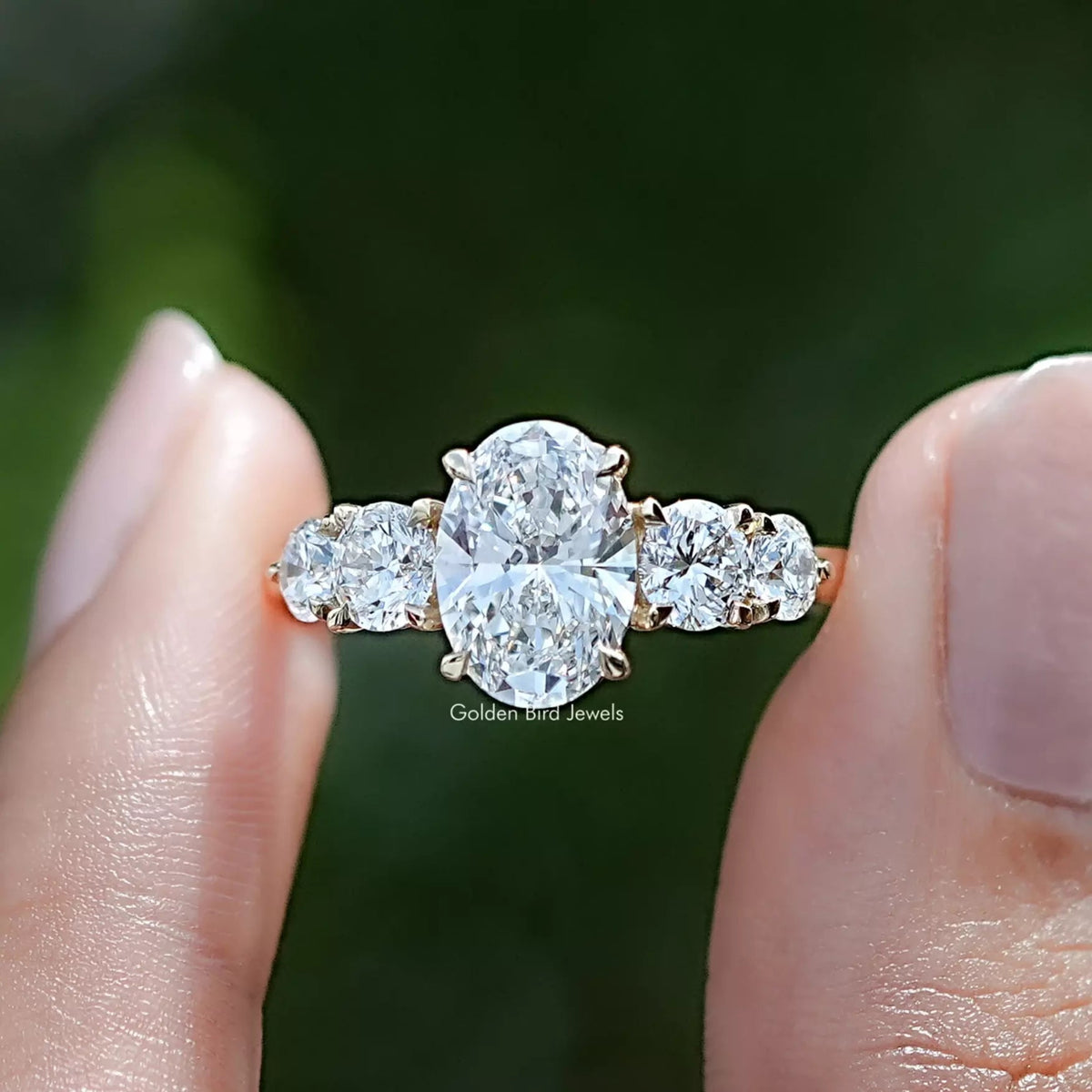 Oval Cut Lab Grown Diamond Five Stone Ring
