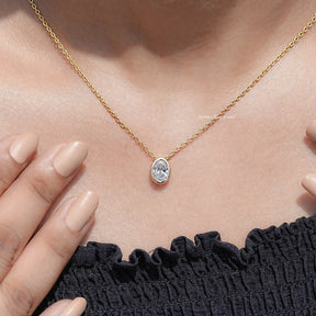 Oval Cut Lab Diamond Bezel Set Solitaire Pendant