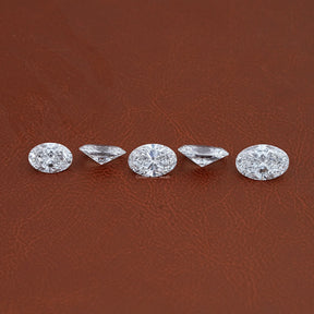 Detailed View Of Oval Cut Lab Loose Diamond in Unique Pattern 
