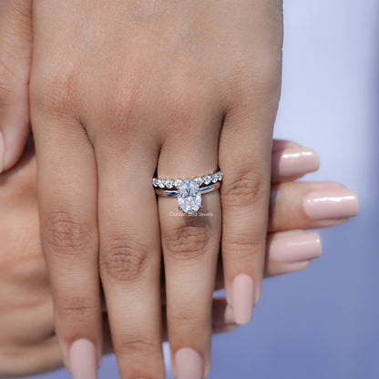 Close view of Oval Cut Moissanite Solitaire Ring
