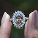 Oval Cut Moissanite Halo Engagement Ring
