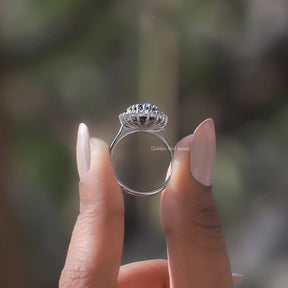 Oval Shaped Moissanite Halo Engagement Ring