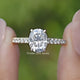 Front view of Oval Moissanite Bridge Accent Engagement Ring