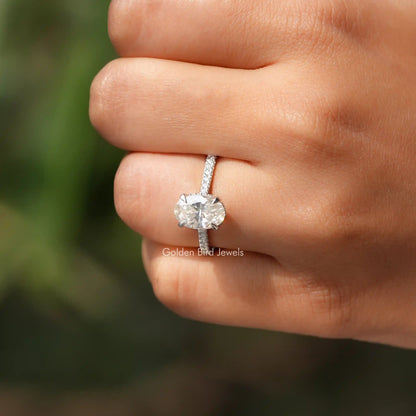 Hidden Halo Oval Cut Moissanite Ring In White Gold
