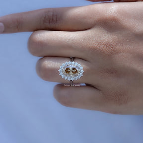 Oval Cut Moissanite Halo Engagement Ring