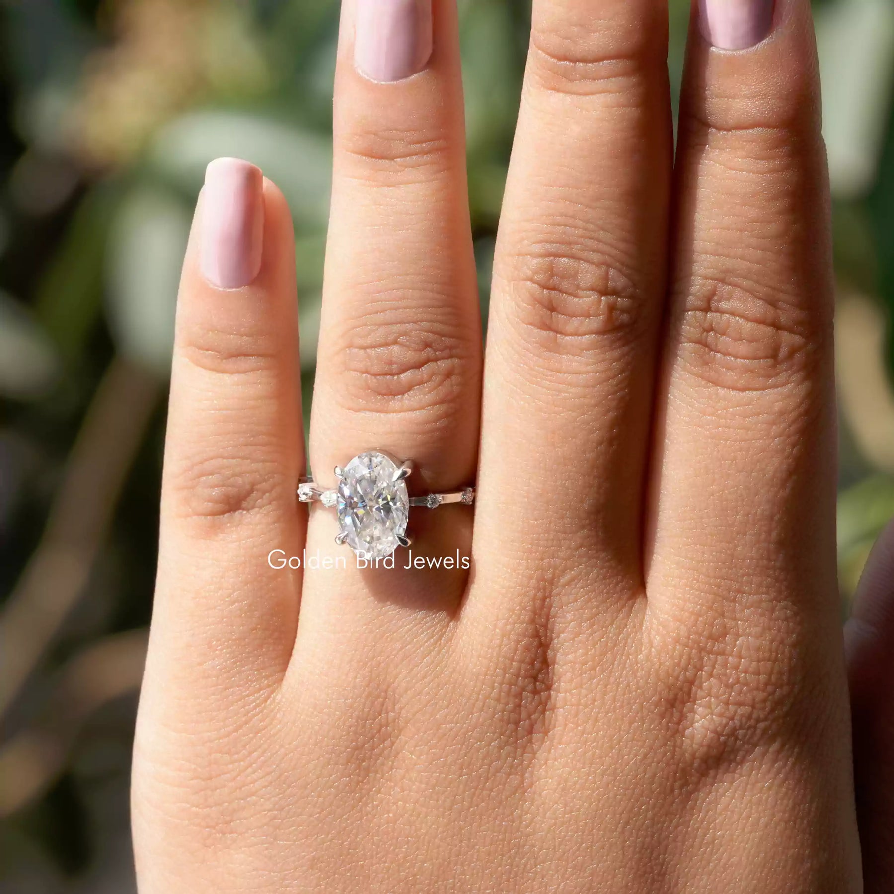 Crushed Iced Oval Engagement Ring