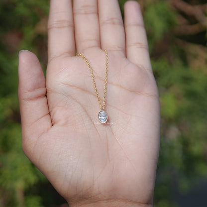 In hand Showing View Of Oval Cut solitaire pendant