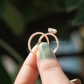 [Oval cut hidden halo solitaire moissanite ring by]-[Golden Bird Jewels]