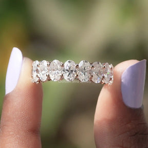 Oval Cut Moissanite 3/4 Eternity Bridal Band