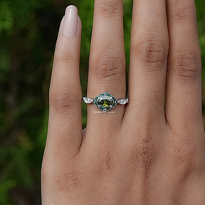 East West Oval Cut Gemstone Engagement Ring