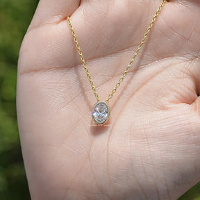Oval Cut Lab Diamond Bezel Set Solitaire Pendant