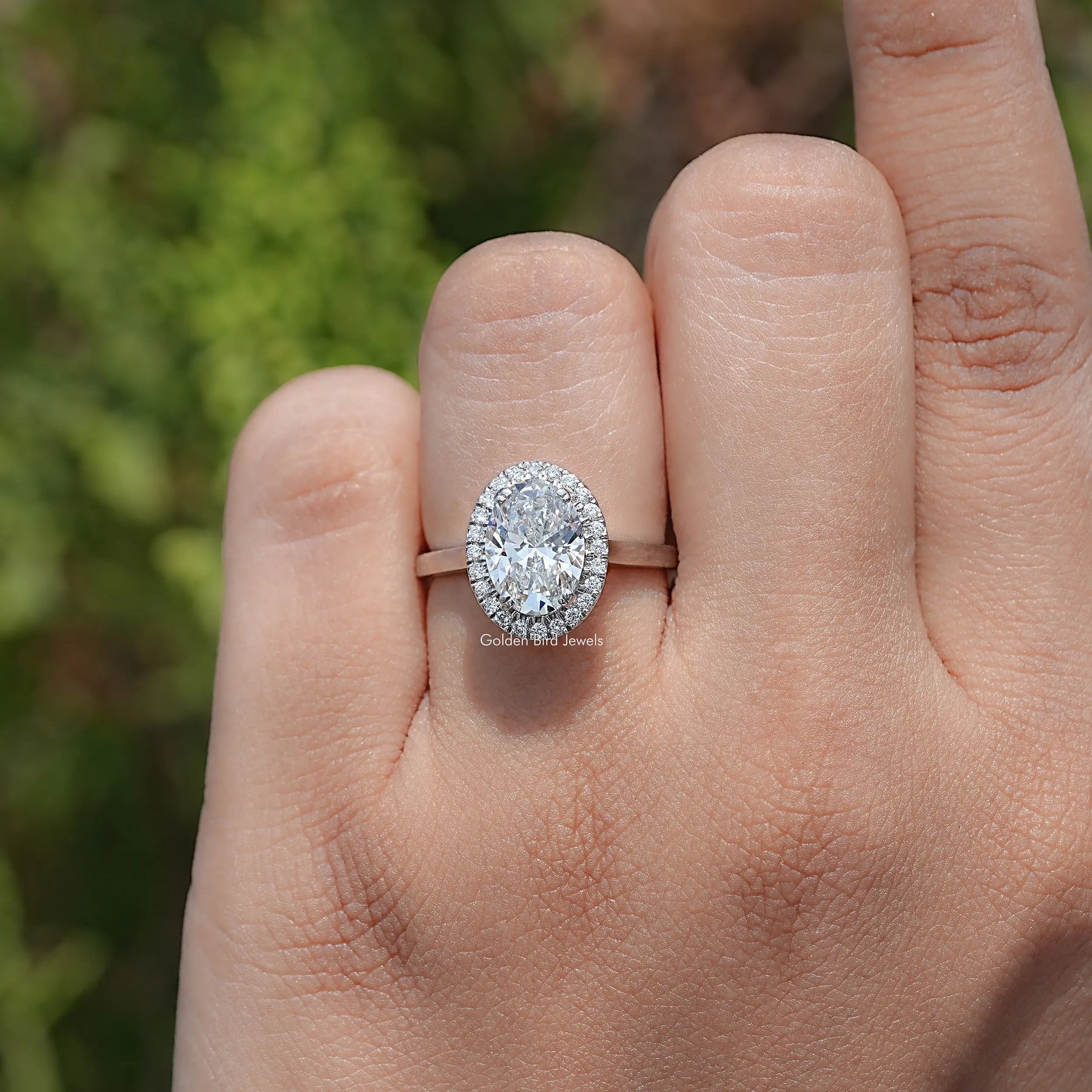 Oval Cut Lab Grown Diamond Halo Ring