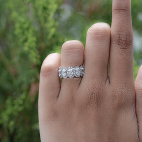 Oval Cut Lab Diamond Seven Stone Halo Band