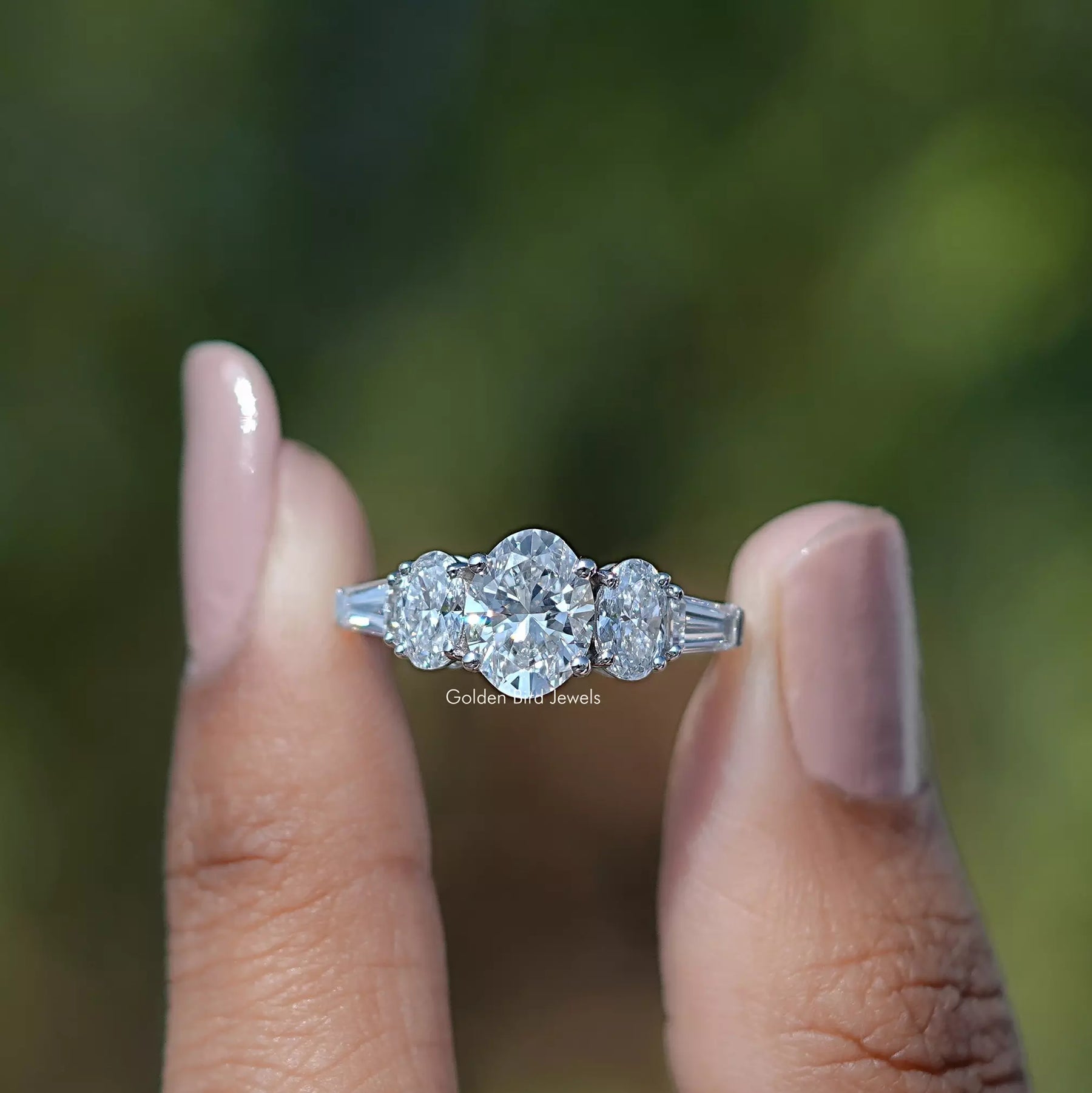 Lab Grown Diamond Oval Cut Five Stone Ring