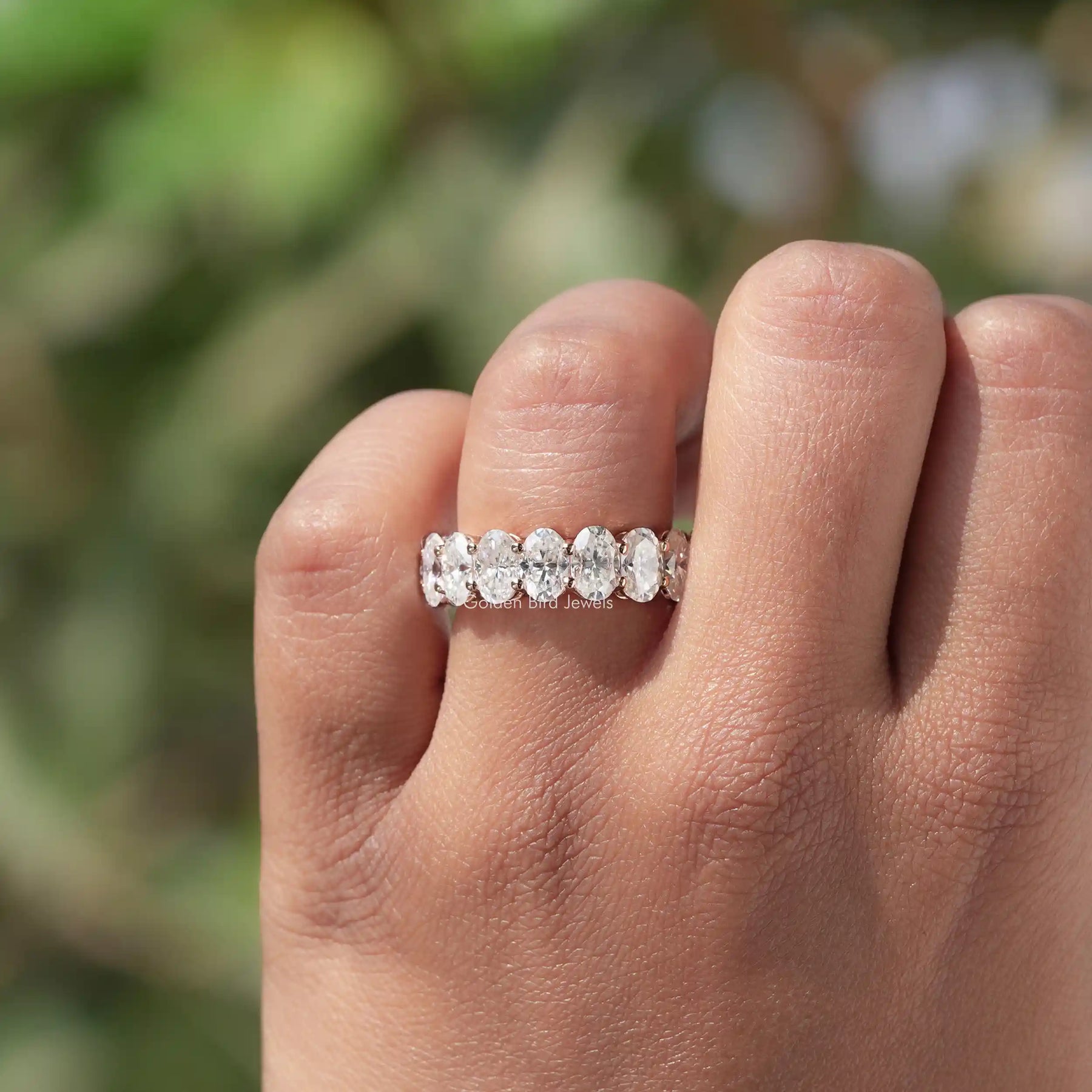 Oval Cut Moissanite 3/4 Eternity Bridal Band