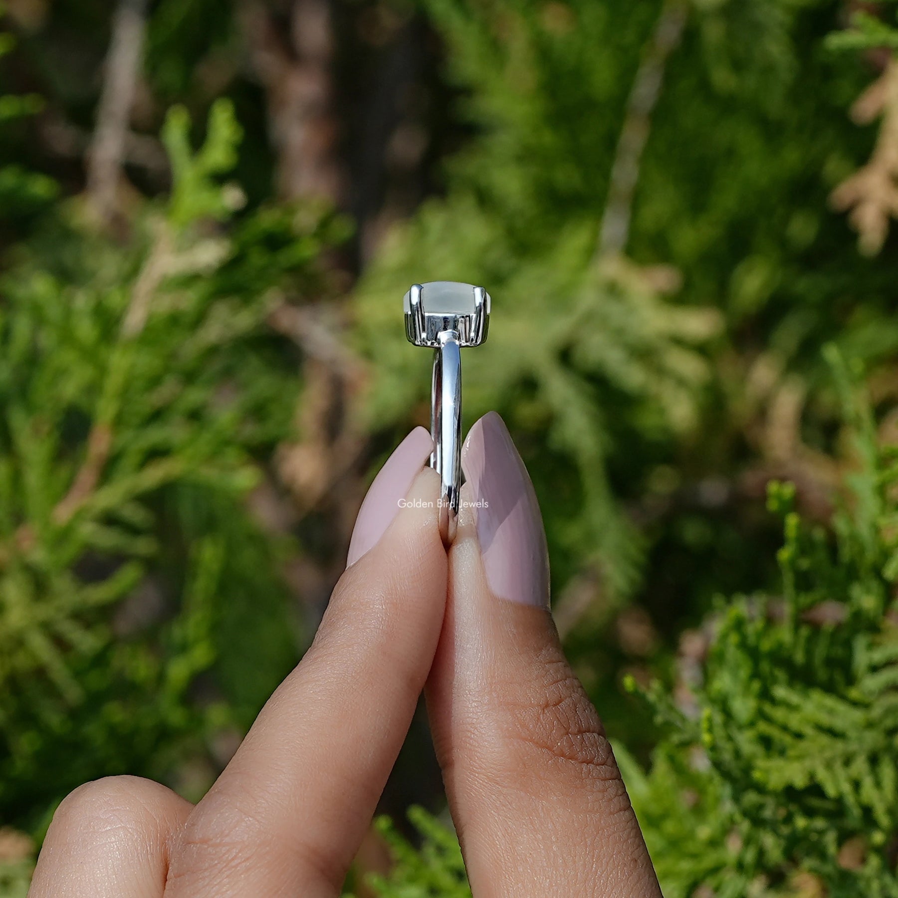 Oval Moonstone Gemstone Solitaire Ring