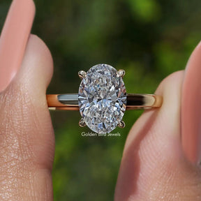 Oval Shape Lab Diamond Solitaire Engagement Ring