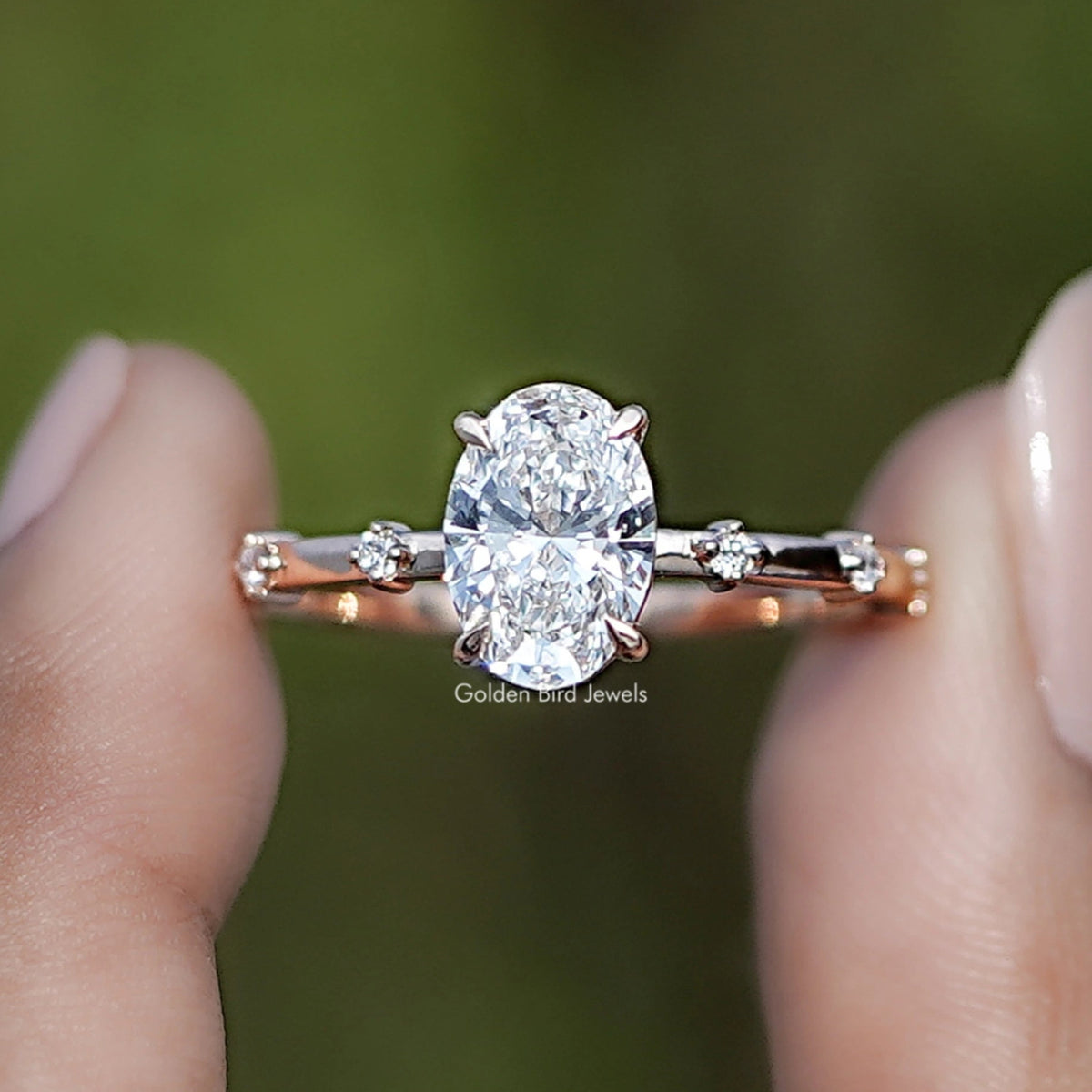 Oval Shaped Lab Diamond Distance Ring