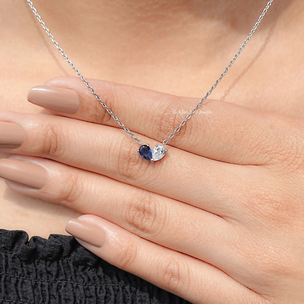 Pear Cut Moissanite Two Stone Pendant