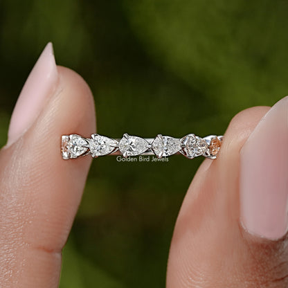 Pear Cut Lab Diamond Eternity Wedding Band