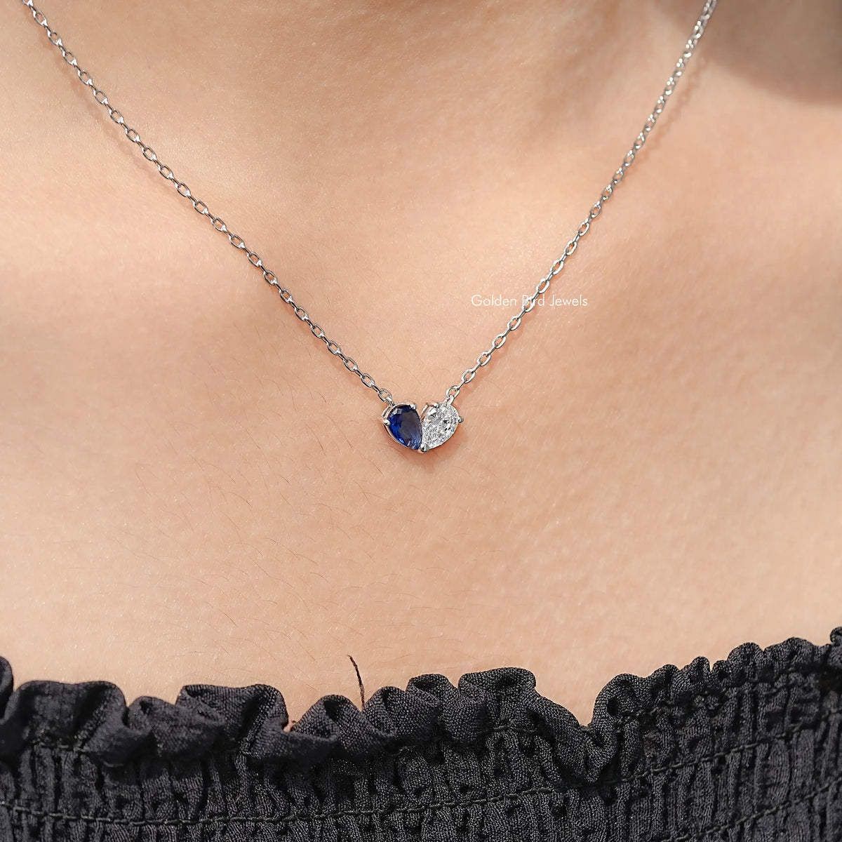 Pear Cut Moissanite Two Stone Pendant