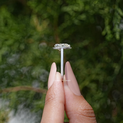 Pear Cut Moissanite Diamond Halo Engagement Ring