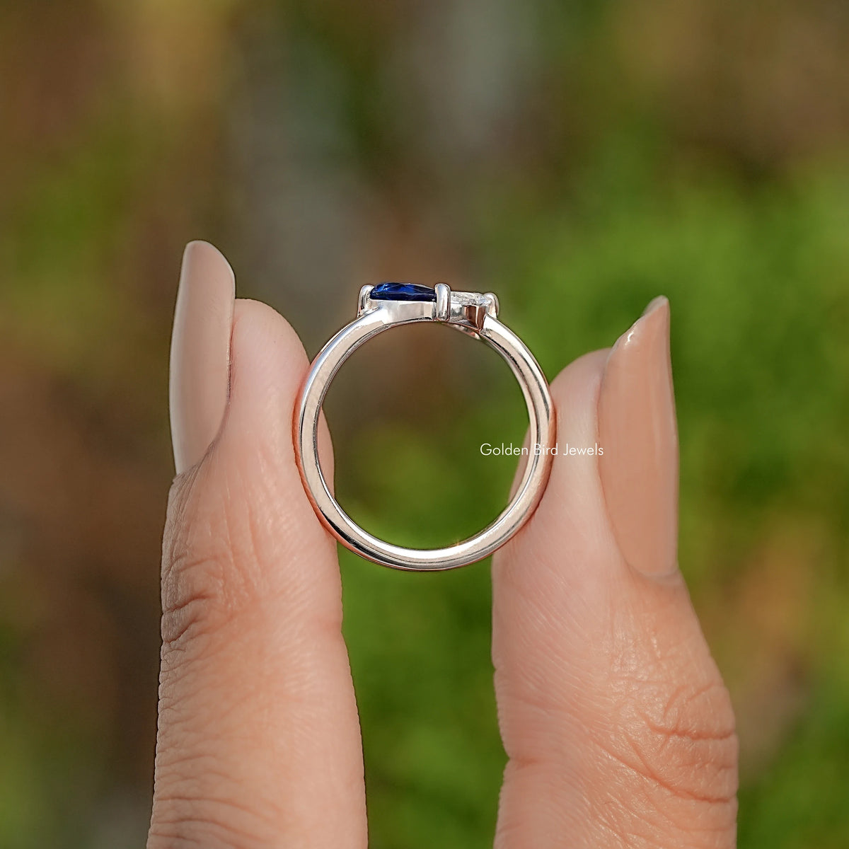 Two Stone Moissanite Pear Cut Toi Moi Ring