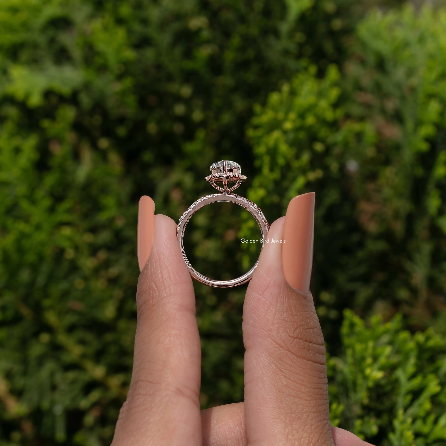 Pear Cut Moissanite Halo Bridal Ring Set