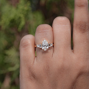 Pear And Baguette Cut Lab Diamond Five Stone Ring
