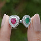 Front view of Pear And Heart Gemstone Two Stone Ring